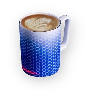 Glowstone 𖤗 Smart Wireless Heated Coffee Mug 𖤗 Blue Honeycomb 𖤗 Brookstone 𖤗